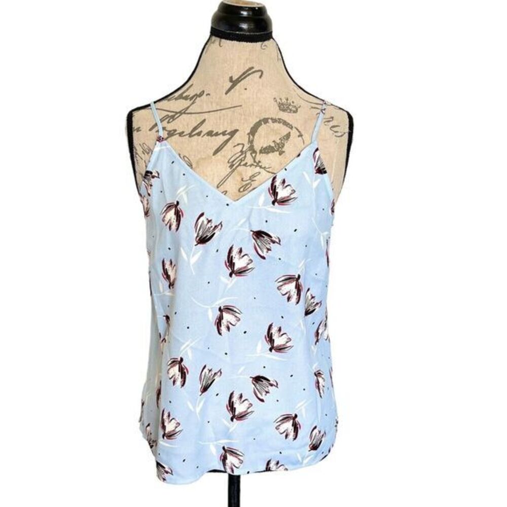 Halogen Womens Blouse Tank Top Size Small Floral Blue Sleeveless Spring Summer